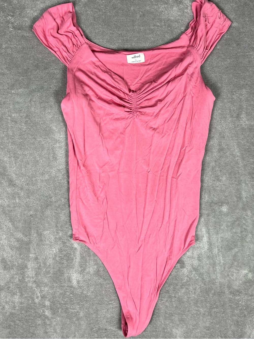 Aritzia Wilfred Bodysuit Womens Small Libellule Pink Ruched Cap-Sleeve Feminine - Picture 4 of 9